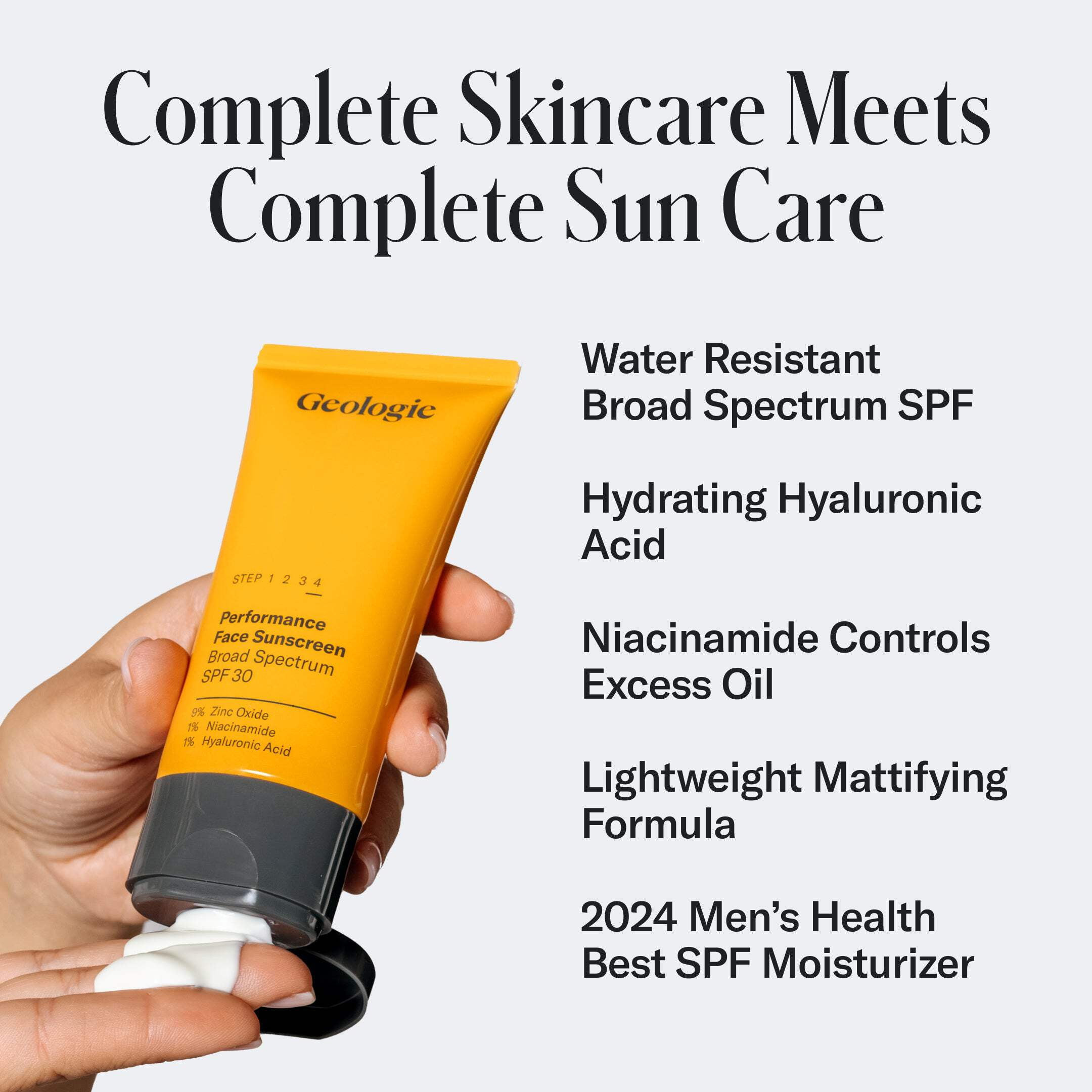 Geologie Broad-Spectrum Face Sunscreen SPF30 Moisturizer | Invisible, Ultra Light, Reef-Safe Daily Face Suncreen with Hyaluronic Acid and Niacinamide | 75ML | 100 Day Supply