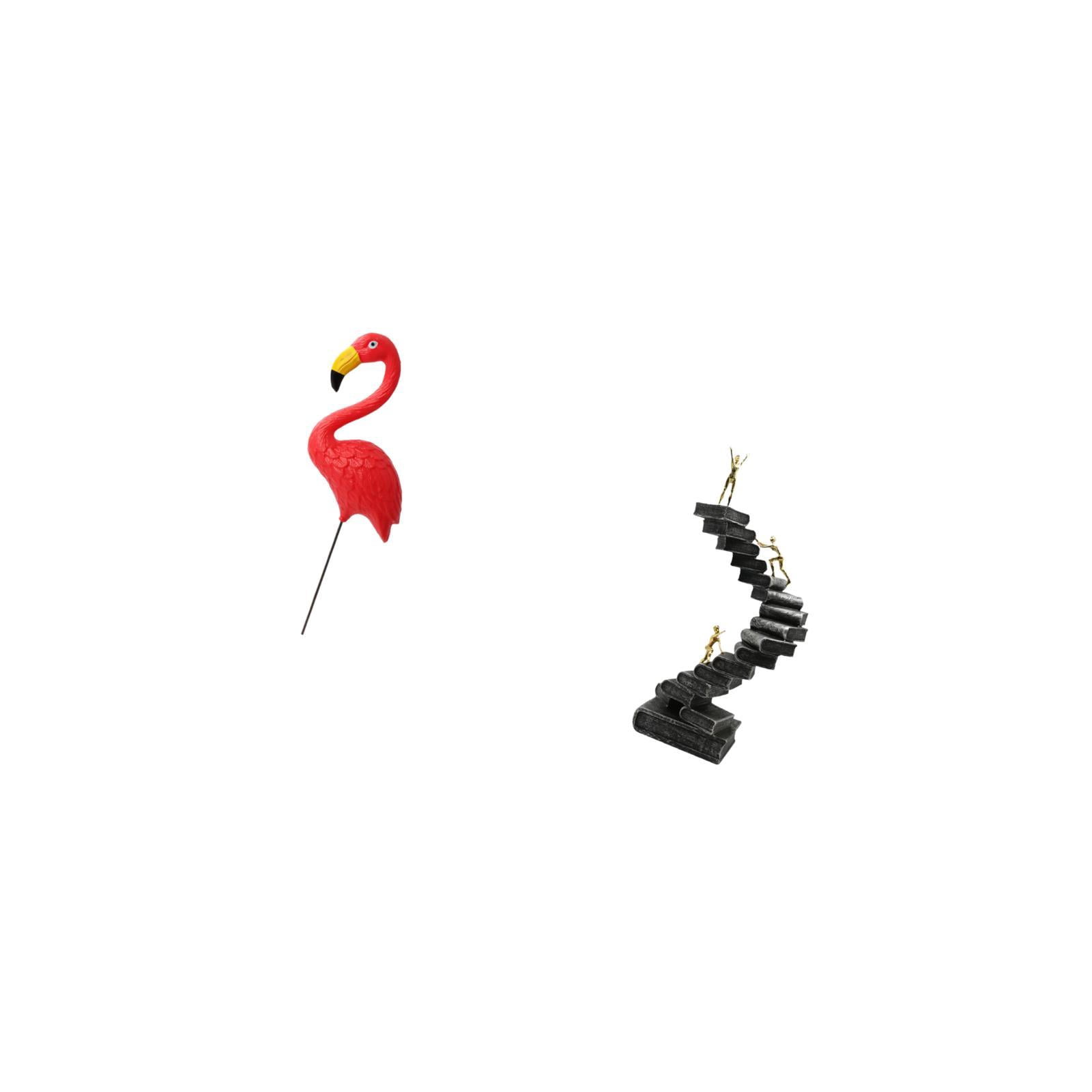 Miulika Flamingo Fairy Garden Sculpture and Abstract Thinker Ladder Statue Resin Figurine for Holiday Spring Yard Art Ornament Bookshelf Desktop Table Decorations