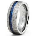 thumbnail image 2 of Metal Masters Mens Tungsten Carbide Ring Blue Wood Hammered Wedding Band 8mm Comfort-Fit Silver, 2 of 5