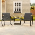 thumbnail image 2 of Asofer 3 Pieces Rocking Sets，Bistro Patio Furniture with 2 Outdoor Rocking Chairs and 1 Glass Coffee Table for Porch Deck Lawn，Poolside, Porch, Lawn, 2 of 12
