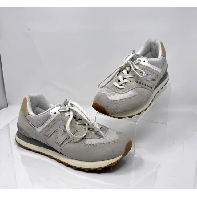 New Balance 574 Core Sneakers Mens 8 Gray Tan Suede Mesh Retro Running