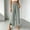 Mint Green, variant on Women Solid Color Elastic Waist Wide Leg Pants Curved Split Hem Casual Long Trousers with Side Pockets Mint Green XL(XL)