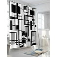 thumbnail image 3 of Geometric Black Shower Curtain, White and Gray Line Waterproof Shower Curtain Set with 12 Hooks Lightweight Washable Fabric Shower Curtains for Bathroom 48x72 Inches, 3 of 6