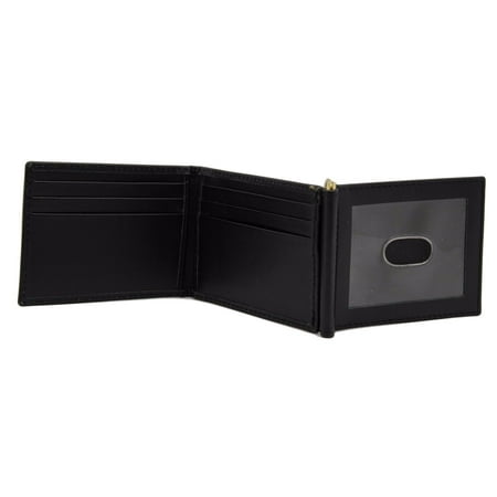 Mens Black Golden Money Clipper Wallet Two way fold Slim 53-34 Calf Leather (Best Way To Slim Down Calves)