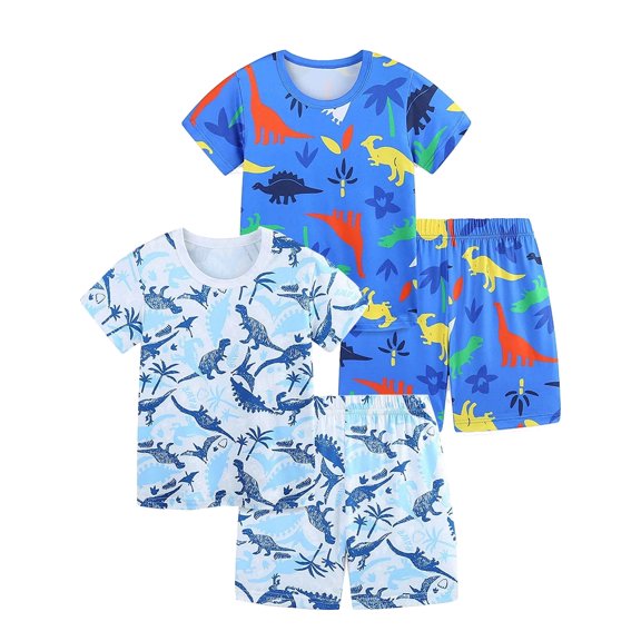 ATAIKU 4 Pieces Toddler Boys Pajamas Kids Short Sleepwear Set Summer Cool Pjs Size 3-8 Years
