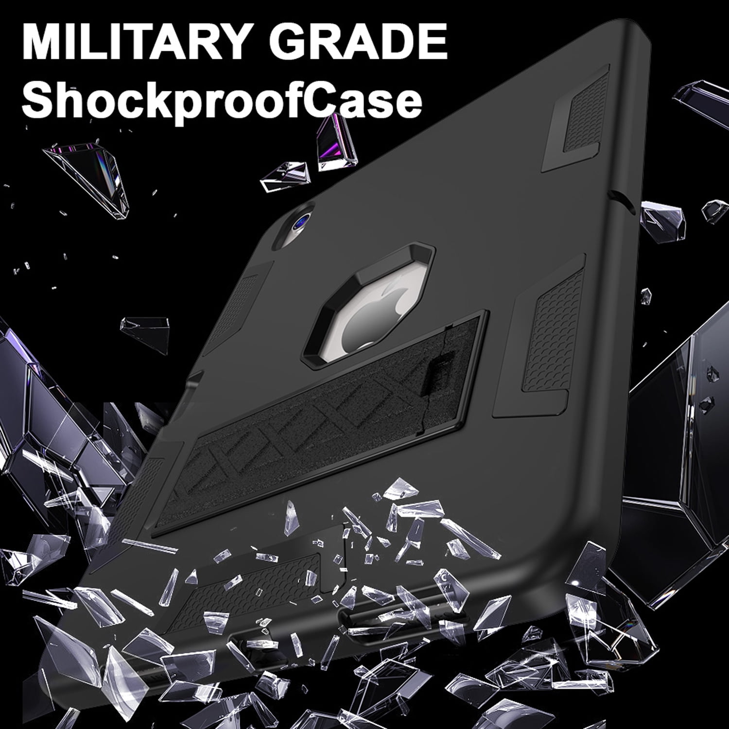 Decase Rugged Case Compatible with Apple iPad Air 11-inch M3 (2025) / M2 (2024),Shockproof Protective Cover with Built-in Stand & Pencil Holder,Heavy Duty Hard Cover,Black