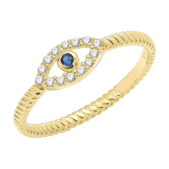 9k Gold Women Evil Eye Ring with Cubic Zirconia/CZ