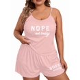 thumbnail image 2 of Gynyvoja Women Plus Size " Not Today" Spaghetti Strap Top and Shorts Loungewear Set Casual Sleepwear Pink 5XL, 2 of 9