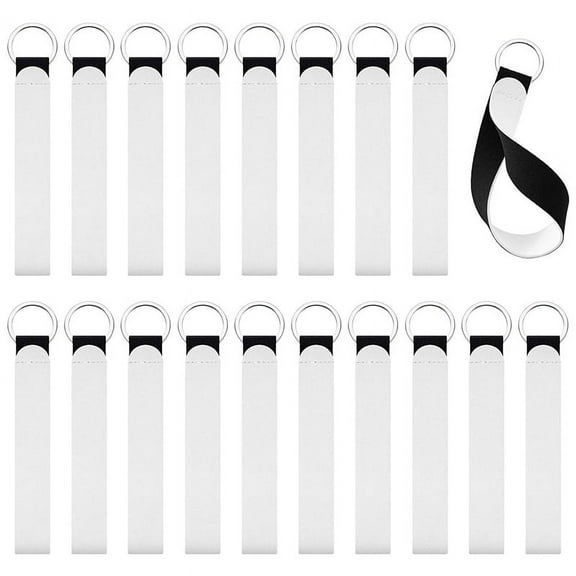 20 Pieces Sublimation Blank Neoprene Wristlet Lanyards Strap Neoprene Wristlet Keychain Wrist Lanyard Keychain Holder