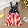 thumbnail image 4 of Splozh 4th Fourth of July Baby Girl Boy Outfit 12 18 24 Months 2T3T4T American Flag Print Overalls Shorts Pocket Suspender Romper Clothes,Red,12-18 Months, 4 of 5