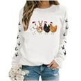 thumbnail image 3 of ZXLBBD Christmas Oversize Women Long Sleeve Crewneck Sweatshirts Chicken Printed Lightweight Sweatshirts Top Casual Outdoor Comfort Daily Wear, 3 of 5