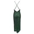 thumbnail image 2 of Vedolay Plus Size Dress Women Formal Spring Summer Dresses Tie V Neck Long Sleeve High Waist Ruffle Tiered A Line Swing Tunic Mini Dress,Green S, 2 of 4