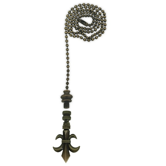 Royal Designs Fan Pull Chain with Fleur De Lis Finial – Antique Brass