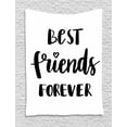 thumbnail image 1 of Best Friend Tapestry, Best Friends Forever Lettering Illustration on Plain Background, Wall Hanging for Bedroom Living Room Dorm Decor, 60"W X 80"L, Charcoal Grey and White, by Ambesonne, 1 of 2