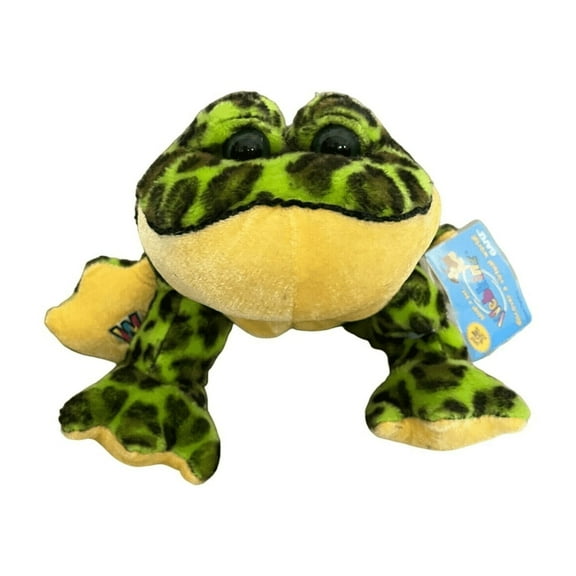 Webkinz Lil'Kinz - Bullfrog Green & Yellow Frog (With Sealed Webkinz Code)(6" Plush)(BONUS 1 FUN CHOPS & 1 ZIPPER BRACELET)