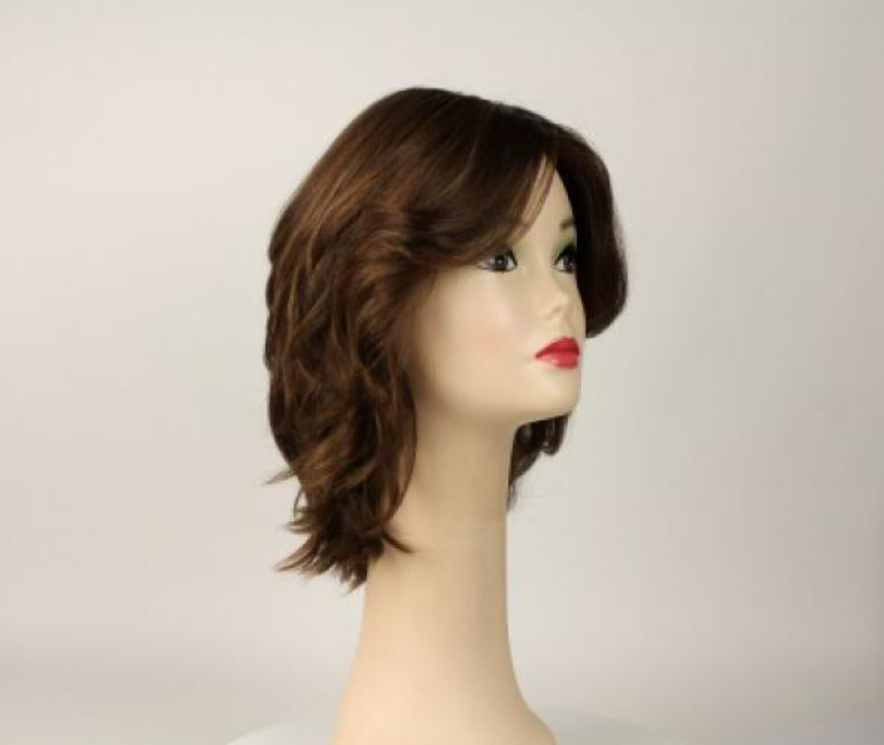 European Human Hair Freeda Wig Regina Light Brown With Blonde Highlights Multi Skin Top Size L