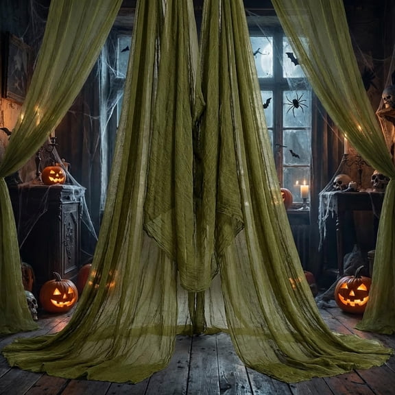 Ebaokuup 200" x 85" Large Halloween Dark Green Creepy Cloth, Spooky Gauze Decoration