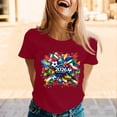 thumbnail image 2 of DORKASM Soccer Cup Jersey for Women Short Sleeve National Flag Color Block Print Comfy Tshirt Crew Neck Basic Soccer Ball Graphic T-Shirt Spain Brazil Argentina France Germany Portugal Wine M, 2 of 6