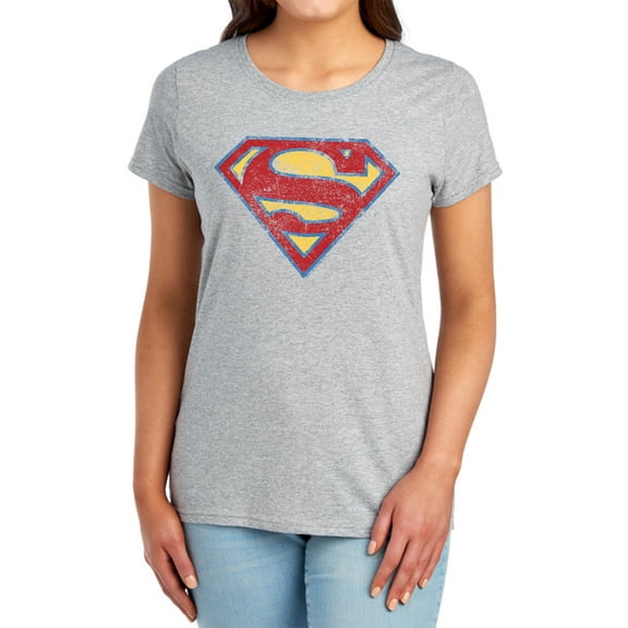 Superman Super S Women's T Shirt, Athletic Heather, Small