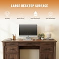 thumbnail image 6 of EDX Wood Computer Writing Desk Farmhouse Executive Desk, Rustic Office Desk with Charging Station and Keyboard Tray,Home Workstations with File Drawer, Storage Cabinet, Brown, 6 of 9
