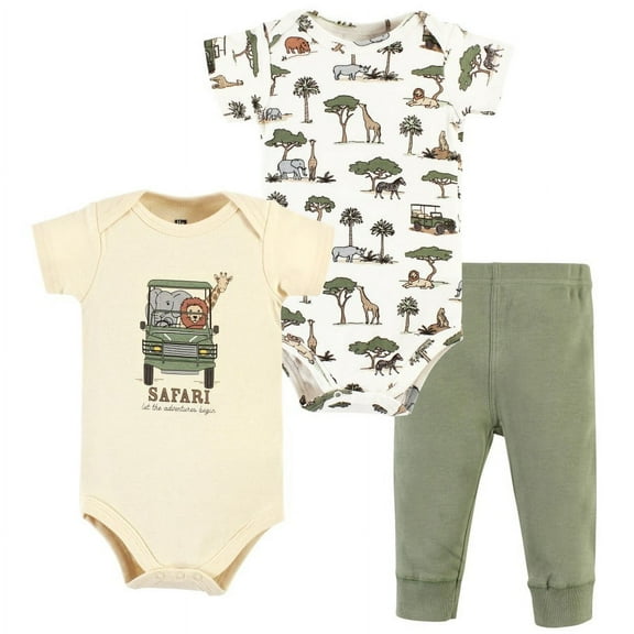 Hudson Baby 2 Cotton Short Sleeve Bodysuits and Pant Set, Preemie - 24 Months