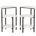 thumbnail image 5 of Baxluxe Marble Side Table Set with Storage Shelves, Set of 2 Round Faux Marble End Table, Metal Frame Small Accent Coffee Table Nightstand, 3 Legged Living Room Table for Small Space, White+Black, 5 of 5