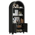 thumbnail image 6 of IDEALSOUL Arched Kitchen Pantry Cabinet, 70-inch Arched Cabinet, Open Shelf Storage Cabinet with 2 Doors and 5 Shelves(Black), 6 of 13