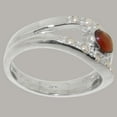 thumbnail image 3 of LBG British Made 14k White Gold Garnet & Cultured Pearl ring Womens Band Ring - 33 size options - Size 11.75, 3 of 7