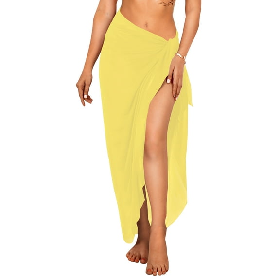 HAPPY BAY Women's Beachwear Summer Beach Bikini Wraps Swimwear Swim Cover up Wrap Skirt Swimsuit Sarong Coverups for Women One Size Yellow, Plain