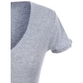 thumbnail image 3 of Ola Mari Junior Size Solid Basic V-Neck Short Sleeve Top, Heather Gray, Medium, 3 of 3
