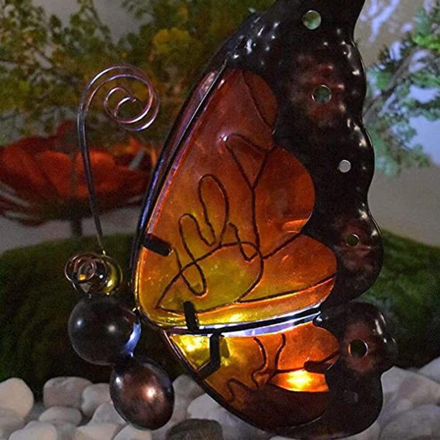 Mariposa Alimentada Por Energía Solar, Estatuas De Mariposa De Metal Para Exteriores, Luz Led Para Jardín Al Aire Libre, Luz Solar, Estatua De Decoración Artística Para Patio sonducket HA045715-03