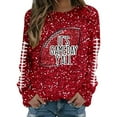 thumbnail image 4 of Womens Sequin Football Sweatshirts 2025 Game Day Long Sleeve Baseball Graphic Tops Fall Winter Casual Crew Neck Pullover Blouses, 4 of 5