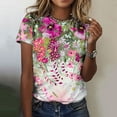 thumbnail image 2 of Otvok Womens Summer Tops Regular Casual Short Sleeve Flower Print Round Neck Pullover Blouse, 2 of 6