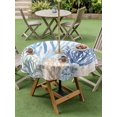 thumbnail image 5 of Outdoor Tablecloth with Umbrella Hole Zipper Summer Coral Round Tablecloth 54" Waterproof Outside Table Cloth Vintage Coastal Ocean Blue Green Plant Patio Table Cover Tablecloths for Picnic Party, 5 of 8