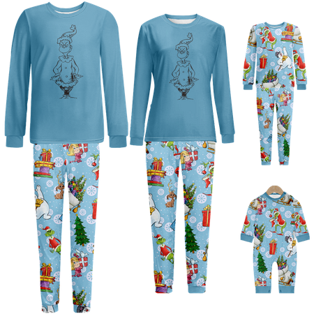

Family Christmas Pajamas Sets Cartoon Monster Print Sizes for Adult-Kids-Baby-Pet 2-Piece Top and Pants Bodysuits Xmas Pjs Set