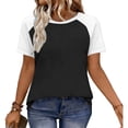 thumbnail image 6 of DPTALR Women's Spring & Summer Casual Fashion Raglan Sleeve Color Block Short Sleeve Top,White,Size L, 6 of 8