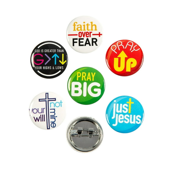 Religious Contemporary Sayings Mini Buttons, Jewelry, Party Supplies, 48 Pieces
