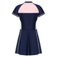 thumbnail image 2 of zdhoor Girls One Pieces Swimsuit Short Sleeve Zip Front Swim Dress Colorblock Swimwear Bathing Suits Dark Blue L, 2 of 7