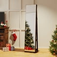 thumbnail image 2 of Gymax 360 degree Swivel Jewelry Cabinet w/Full Length Mirror Back Shelves Lights for Bedroom Rustic Brown, 2 of 10
