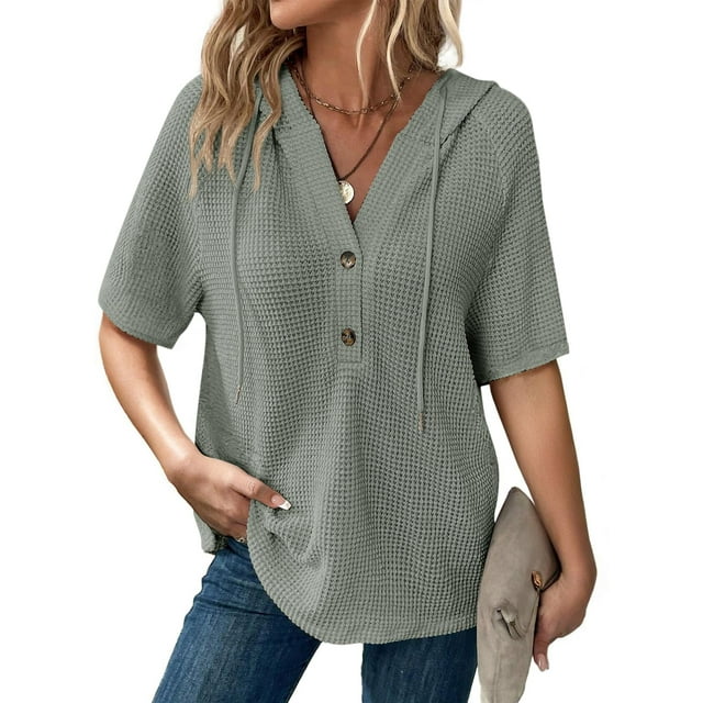 Sudadera Dokotoo Oversized Waffle Knit para mujer, color verde brumoso