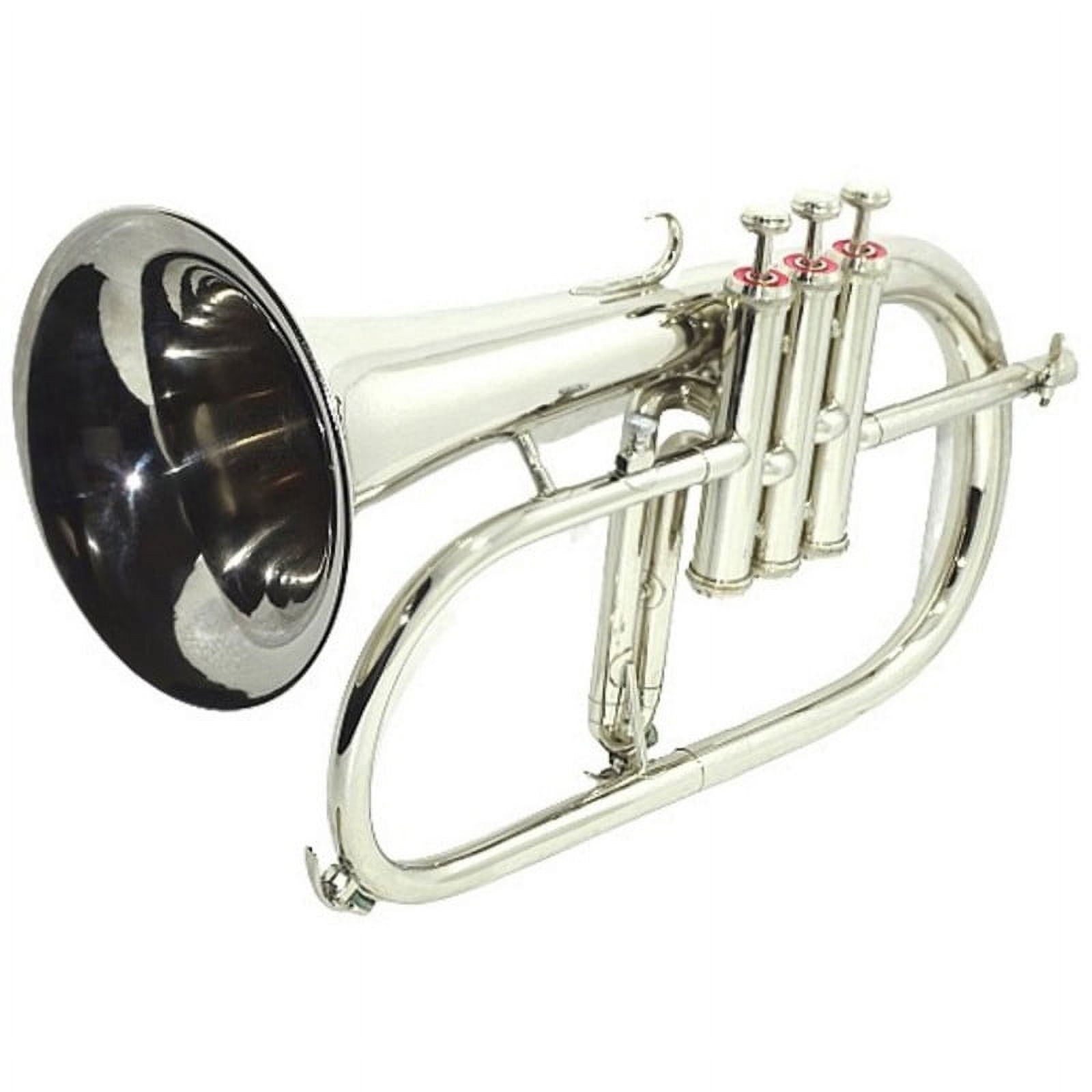 SHREYAS Brand New Flugel Horn Nickel Plated Bb Flat 3 Valve Free Hard Case & Mouthpiece Scx725
