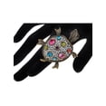 thumbnail image 2 of Dazzling Giant Colorful Crystal Rhinestone Sea Turtle Adjustable Statement Ring, 2 of 5