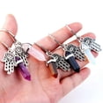 thumbnail image 4 of HOOUN Evil Eye Fatima Hamsa Hand Crystal Hexagon Pillar Key Ring Palm Keychain Pendant-Labradorite, 4 of 5