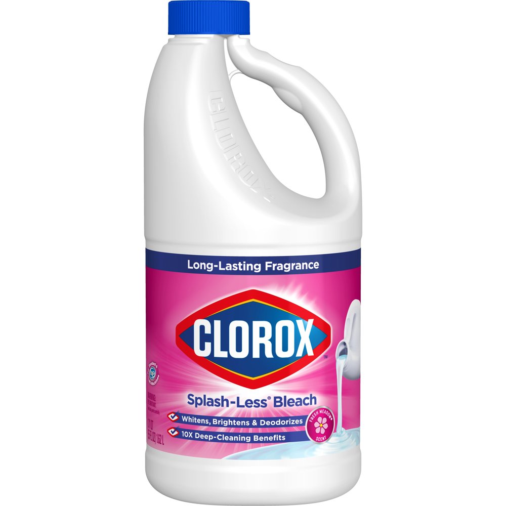 Clorox SplashLess Liquid Bleach, Fresh Meadow Scent, 55 oz Bottle