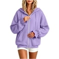 thumbnail image 4 of Stamzod Women's Fashion Hoodies & Sweatshirts Ruffled Long Sleeve Zip Up Jacket with Pockets 2026 Fall Hoodie Purple-3 L, 4 of 6