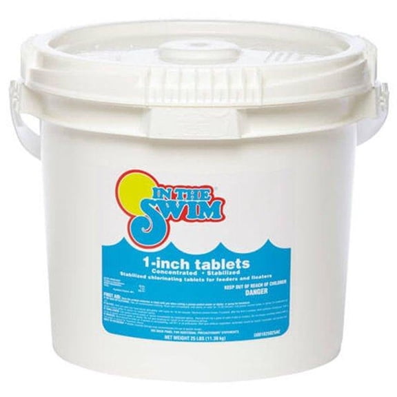 In The Swim 1 Inch Stabilized Chlorine Tablets for Sanitizing Swimming Pools - Fast Dissolving - 90% Available Chlorine - Tri-Chlor - 25 Pounds U001025025AE