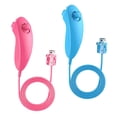 thumbnail image 1 of BINFFGM Nunchuck Controller, 2 Pack Nunchuck Controller Replacement for wii Nunchuck Controller Joystick Gamepad, Compatible with Nintendo Wii & Wii U Console (Sky Blue+Red), 1 of 5