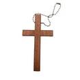 thumbnail image 2 of DAMAI Wooden Cross Pendant Necklace - Sliver Beaded Chain Christian Religious Jewelry for Women Men, Adjustable Baptism Gifts, Prayer Necklace for Believers, 2 of 6