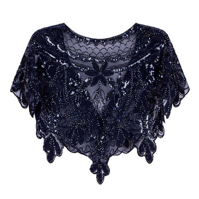Women1920 Shawl Wrap Art Deco Sequin Beaded Evening Cape Bolero Flapper Cover Up