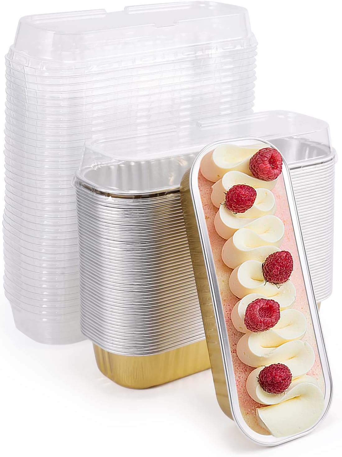 50 Pack Christmas Aluminum Foil Loaf Pans With Lids: 22 Oz Disposable Baking Tins For Holiday Treats